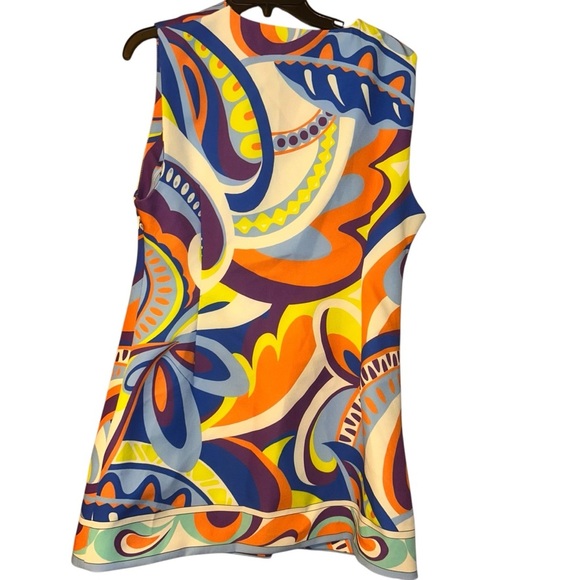 Zara 60’s 70's Retro Print Abstract Split Hem Sleeveless Mini Dress Size XL - Picture 2 of 3